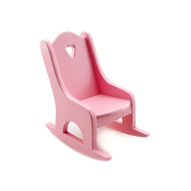 Pink Nursery Wood Rocking Chair Dollhouse Furniture