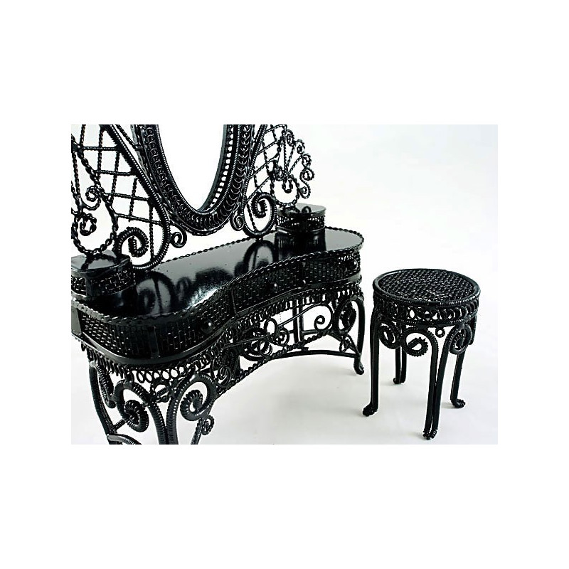 Wire Makeup Vanity Chair Dollhouse Furniture Set Wire Makeup Vanity Chair Dollhouse Furniture Set
