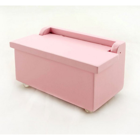 Wood Nursery Storage Box Seat Dollhouse Furniture Pink Wood Nursery Storage Box Seat Dollhouse Furniture