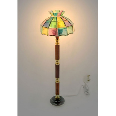 Vintage Glass Floor Lamp 12v Light Dollhouse Miniature