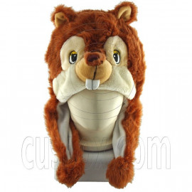 Squirrel Chipmunk Chip Brown Mascot Plush Costume Halloween Ball Hat Cap Mask