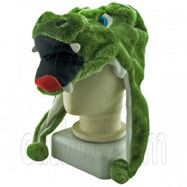 Crocodile Cute Green Animal Fur Mascot Plush Costume Halloween Ball Hat Cap Mask