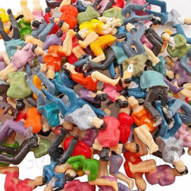 LotSet 100 Sitting Mixed People Figure Painted War RR Train Model 1:50 O Scale