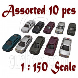 Lot/Set Assorted 10 Painted Auto Car Vehicle RR Train Model 1:150 N Scale