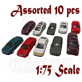 Lot/Set Assorted 10 Painted Auto Car Vehicle War RR Train Model 1:75 OO Scale