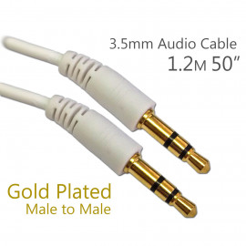 3.5mm White Extension Stereo Audio Long Cable Aux Auxiliary Male to M 1.2m 4 Ft