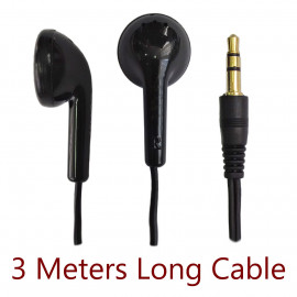 Black 3.5mm 3M 3 Meters Long In-Ear Cable Earbuds Headphones Earphones Headset